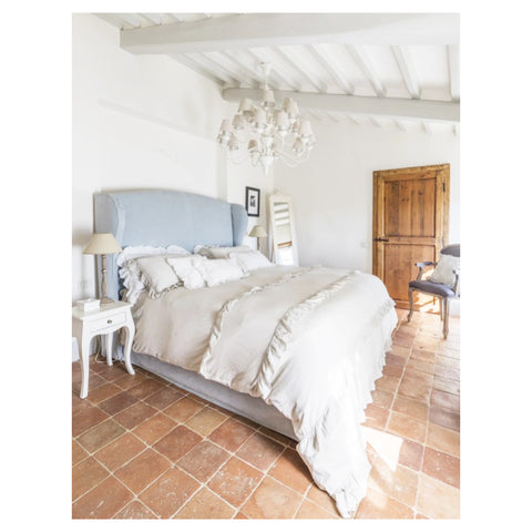 CHEZ MOI Double bedspread with flounces "Colette Flora" with pillowcases