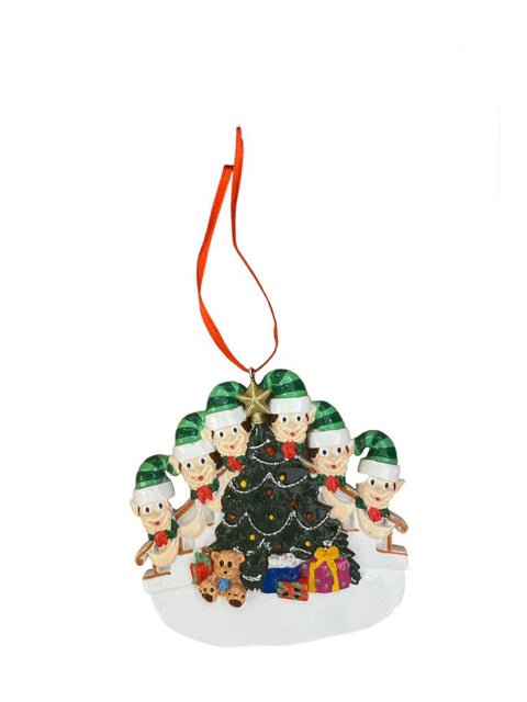 Elfidea Resin Christmas tree pendant with 6 elves and little tree 10xh20 cm