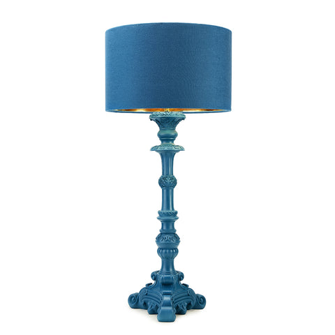 Lampe en céramique Fade Blue avec abat-jour "Colonne" 35xH80 cm