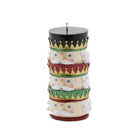 EDG Christmas candle 3 layers with toy soldiers nutcracker decoration Ø9 H17 cm