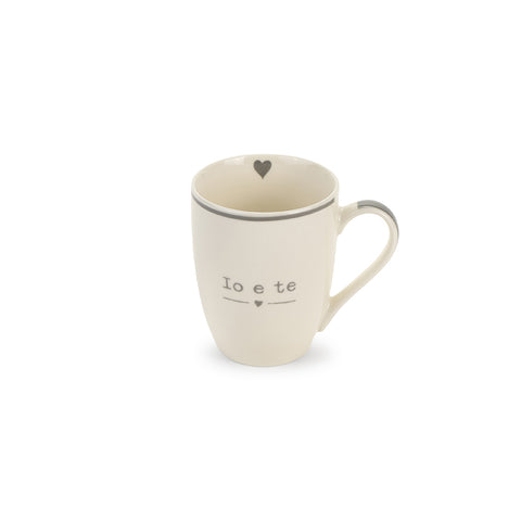 FABRIC CLOUDS Tasse mug ivoire avec phrase et coeur en céramique Shabby Chic My Home 6 variantes 350 ml