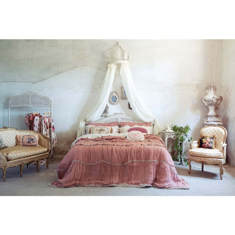 BLANC MARICLO' Trapunta matrimoniale SENTIMENTO lino rosa 130gsm 260x260 cm