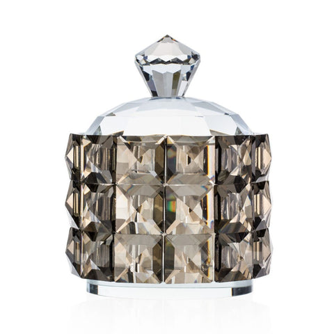 EMO' ITALIA Round box with lid ICE crystal smoked 9,7x12,5 cm