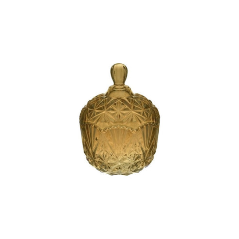 INART Vaso con coperchio Ampolla confettata biscottiera vetro dorato 13x13x19cm