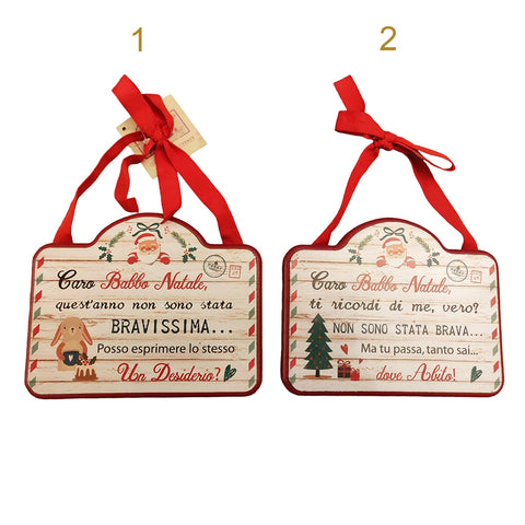 Angelica Home Étiquette en bois avec le Père Noël à suspendre deux variantes 17x14cm