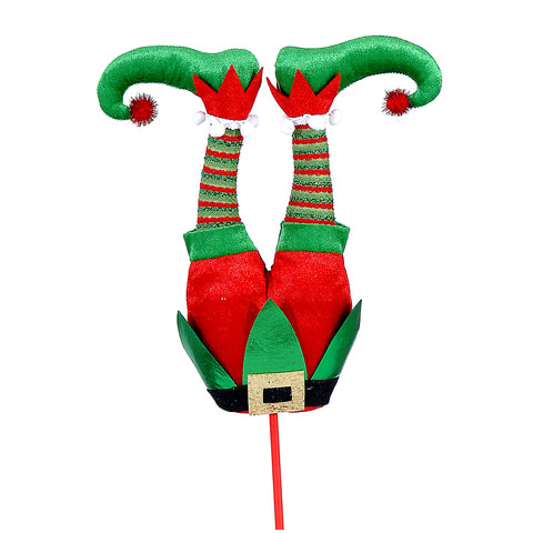 VETUR Decoro natalizio gambe di elfo rosso e verde in tessuto 80 cm