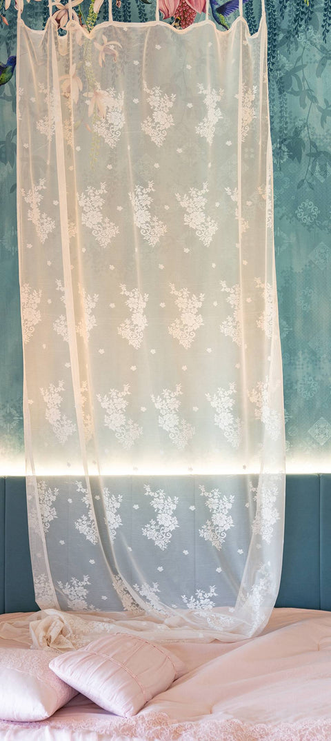L'ATELIER 17 Bedroom marquee, lace curtain with floral embroidery, Sunset Shabby Chic Collection 3 variants 300x290 cm