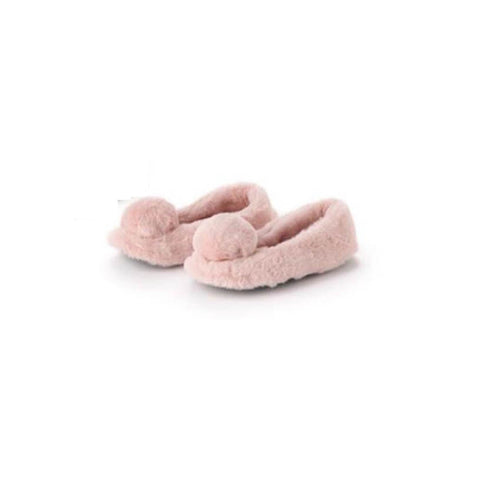 CLOUDS OF FABRIC Bedroom ballerina slippers with pink polyester pompoms 36-44