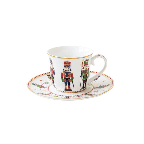 EASY LIFE tazza da tè con piattino natalizio in porcellana "NUTCRACKER" 200 ml
