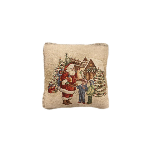 RIZZI Red cotton LIFE gobelin cushion with Christmas print 45x45 cm