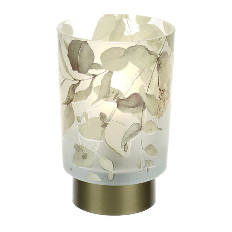 HERVIT Yellow glass table lamp with Botanic floral decoration Ø10x15 cm