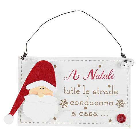 LORENZONGIFT White Christmas Hanging Santa Claus Plaque with MDF Phrase