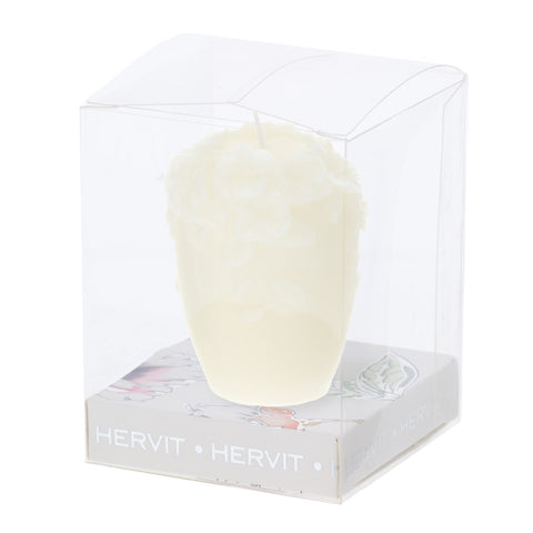 Hervit White soy wax candle "Bouquet" H6 cm