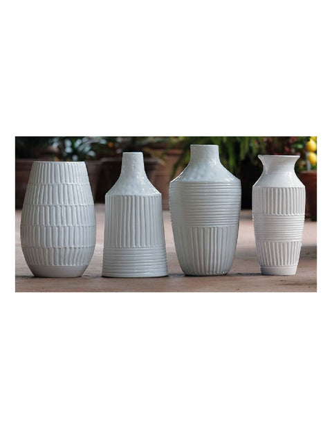 VIRGINIA CASA Vaso da interno stretto scannellato in ceramica, 100% made in italy, classico vintage 2 varianti