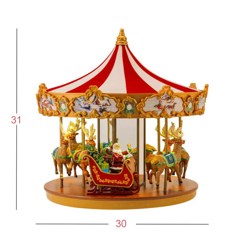 Mr. Christmas Animated carousel with dad and reindeer with LED lights 31x30 cm
