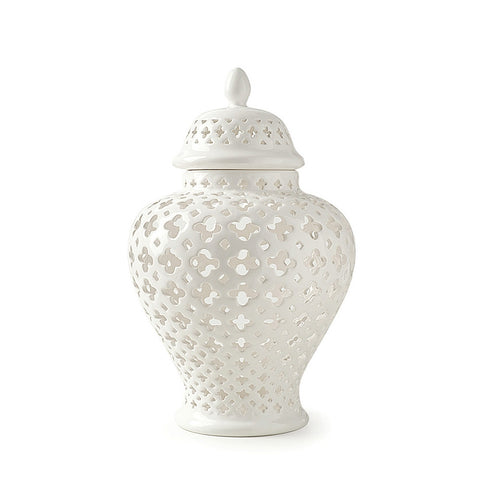 HERVIT Amphore potiche en porcelaine blanche 25x39 cm 26841