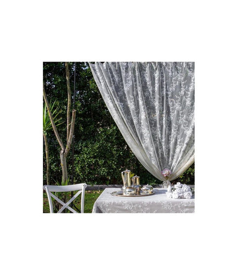 L'ATELIER 17 Tenda camera da letto finestra in pizzo poliestere con rose ricamate, Collezione "CIEL" Shabby Chic 3 varianti 140x290 cm