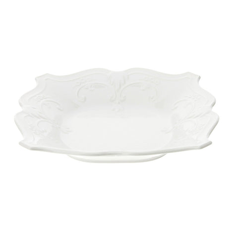 HERVIT Rectangular deep plate in doge white porcelain with relief decoration