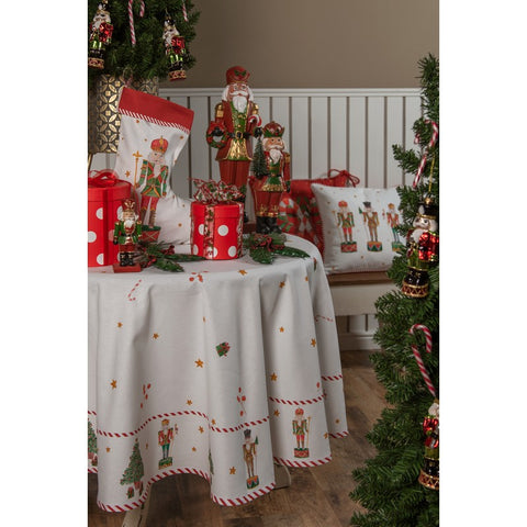 Clayre & Eef Decorazioni natalizie calza di Natale bianca con schiaccianoci 30x1x40 cm