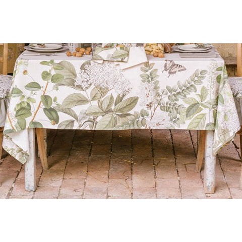 Nuvole di Stoffa Cotton table cover with "Herbarium" flowers 100x100cm