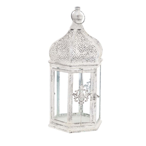 Blanc Mariclò Wall / wall candle holder lantern with glass and lily in antique white metal, Vintage Shabby Chic ELEUSI COLLECTION 2 variants