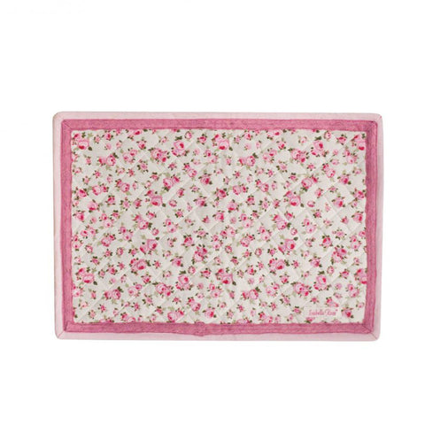 ISABELLE ROSE Set of 2 white cotton placemats with pink flowers 33x48 cm