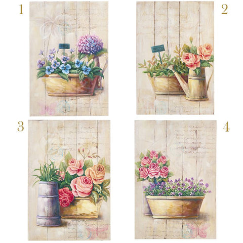 FABRIC CLOUDS Decorative painting to hang with flowers, in Shabby Chic Annette wood 4 variants