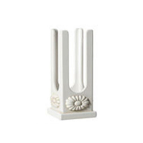 L'ARTE DI NACCHI Porta bicchieri da tavolo con fiore legno bianco 12x12x27 cm