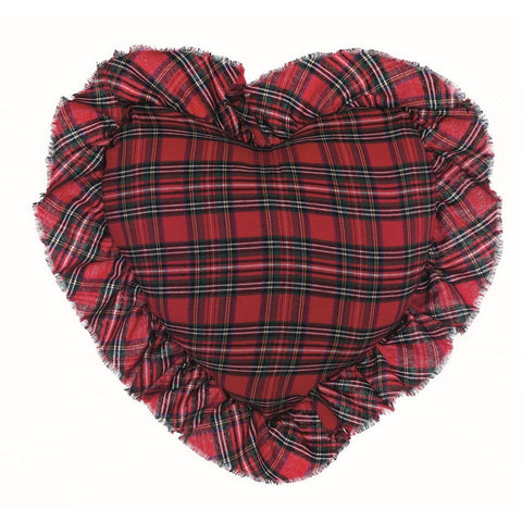 BLANC MARICLO' Christmas heart cushion with red MISKTOE rouches 42x44 cm