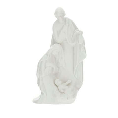 HERVIT Décoration de Noël nativité sainte famille en porcelaine blanche brillante 25cm