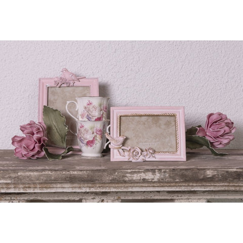 CLAYRE E EEF Cornice Porta foto con uccellino rosa pastello 13x18 cm