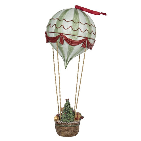 CLAYRE E EEF Decorazione di Natale mongolfiera con orsetto e alberello Ø14x37 cm