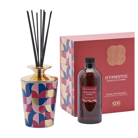 EDG Enzo de Gasperi Home fragrance with sticks, "Hypnotic Midnight Garden" glossy ceramic bottle 400ml 4 variants