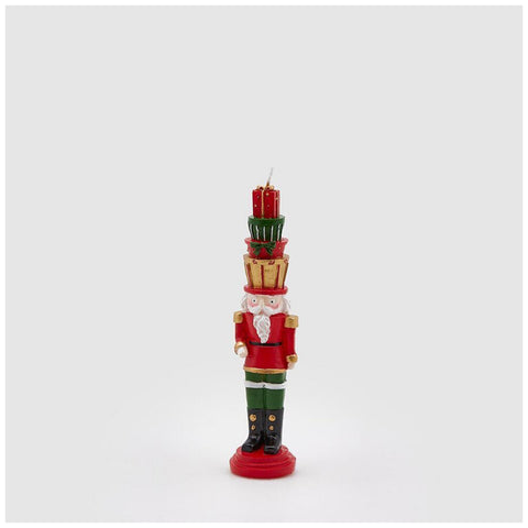EDG Soldier candle with gifts Christmas nutcracker decoration in wax H22 cm