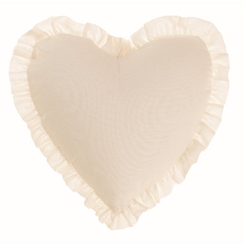 BLANC MARICLO' INFINITY heart-shaped decorative cushion with white cotton frill 45x35 cm