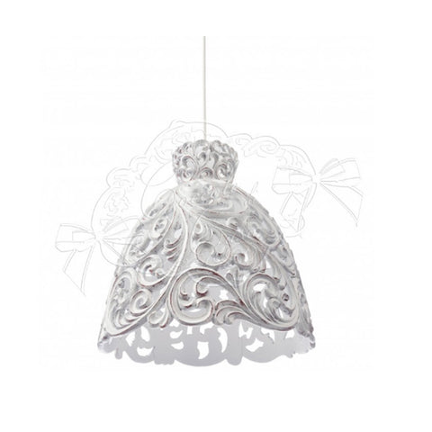 COCCOLE DI CASA Shabby chic white damask suspension lamp Ø22xh24 cm