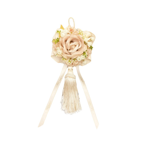 MATA CREATIONS Large tassel scented dove pink and ivory floral decoration 25cm
