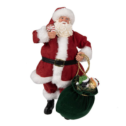 Clayre & Eef  Babbo Natale con doni in tessuto rosso 16x8xh28cm
