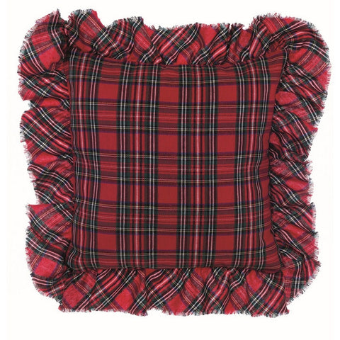 BLANC MARICLO' Christmas square cushion with red MISKTOE rouches 40x40 cm