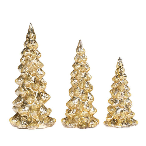 GOODWILL Christmas decoration Set of 3 gold glitter glass Christmas trees H30.5cm