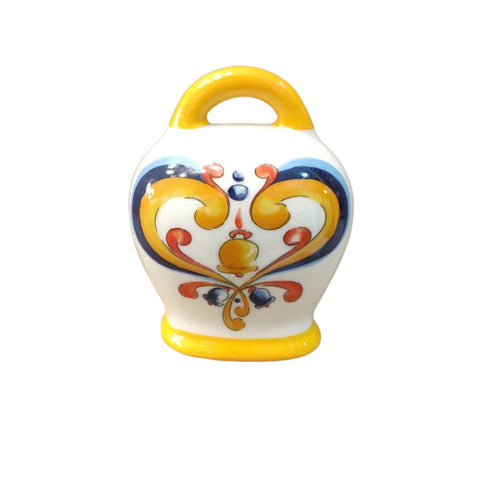 SHARON High bell decorated in yellow and blue porcelain with yellow handle 8,5x11,5 cm