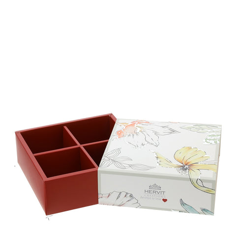 HERVIT Boîte BLOSSOM boîte en carton rouge 14,5x14,5xH5 cm