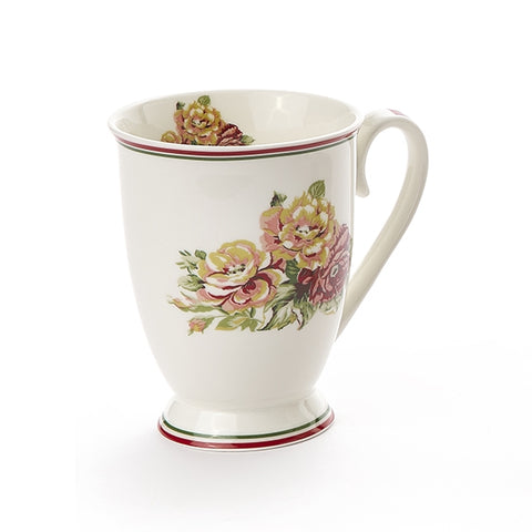 FABRIC CLOUDS Porcelain mug EMILY white with red flowers 310ml
