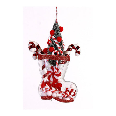 VETUR Christmas decoration glass boot with sugar sticks 15 cm