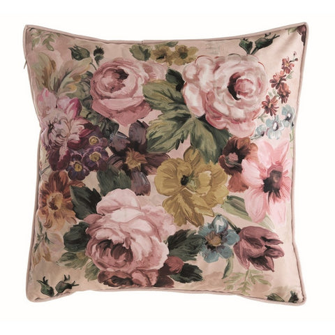 BLANC MARICLO' FRESCO square cushion with pink flowers 45x45 cm