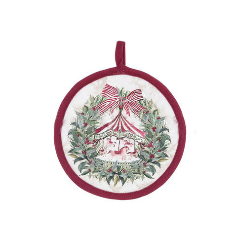 BLANC MARICLO' Manique ronde de Noël TEDDY BEAR décoration guirlande coton Ø20 cm