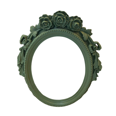 VIRGINIA CASA Oval frame to hang with sage green rose decoration 54x43 cm