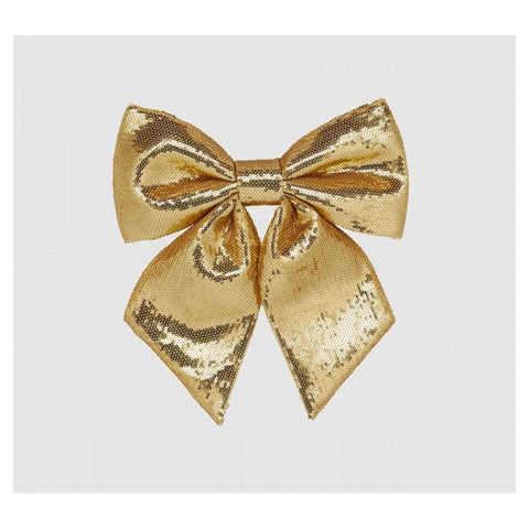 Enzo De Gasperi Christmas bow decoration in gold micro sequins
