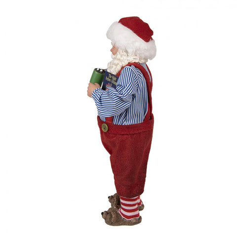 Clayre &amp; Eef Père Noël en salopette avec tasse et journal 16x8xh28cm