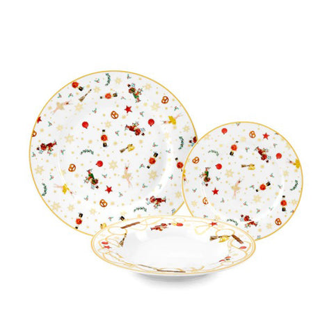 Fade Set 18 Christmas plates service for 6 people in porcelain with "Star" decorations